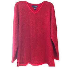 Mountain Lake Sz L Red Oversized Cozy Fleece Pull On Outdoor Weekend Sweater